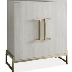 Cabinets & Sideboards-Kirkland's Home Marble Finish Gold Handle Storage Cabinet
