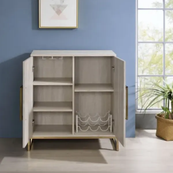 Cabinets & Sideboards-Kirkland's Home Marble Finish Gold Handle Storage Cabinet
