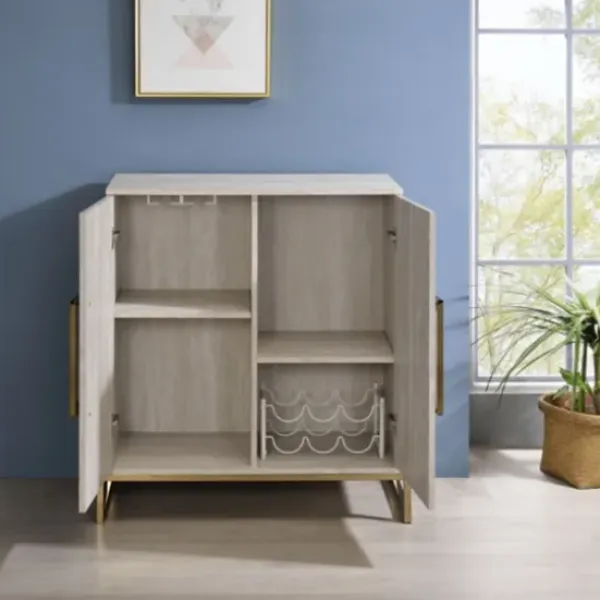 Cabinets & Sideboards-Kirkland's Home Marble Finish Gold Handle Storage Cabinet