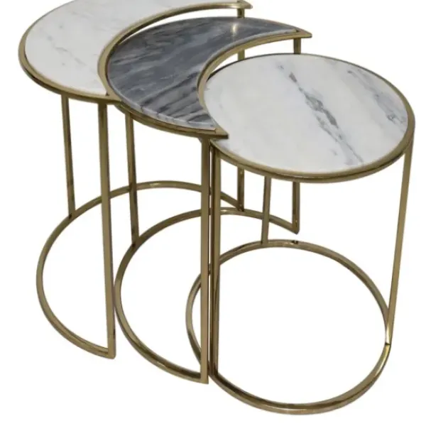 Accent & End Tables-Kirkland's Home Marble Moon Nesting Accent Tables, Set Of 3