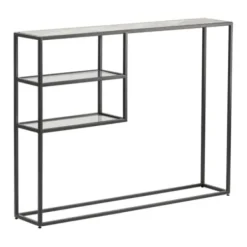 Console Tables-Kirkland's Home Marble Top Black Metal Console Table Black/White