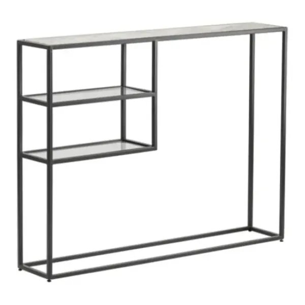 Console Tables-Kirkland's Home Marble Top Black Metal Console Table Black/White