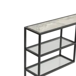 Console Tables-Kirkland's Home Marble Top Black Metal Console Table Black/White