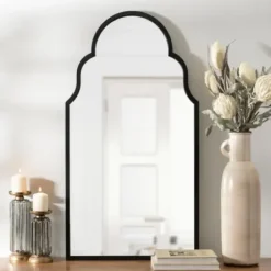 Decorative Mirrors-Kirkland's Home Maria Metal Arch Wall Mirror Black