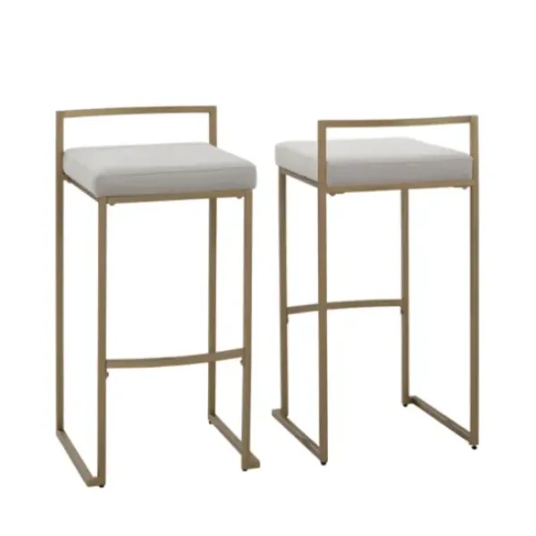 Bar Stools & Counter Height Stools-Kirkland's Home Marley And Gold Bar Stools, Set Of 2 Gray