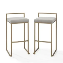 Bar Stools & Counter Height Stools-Kirkland's Home Marley And Gold Bar Stools, Set Of 2 Gray