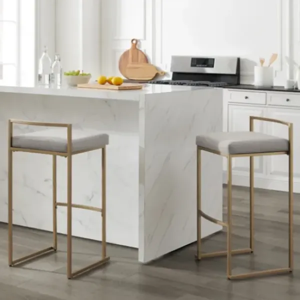 Bar Stools & Counter Height Stools-Kirkland's Home Marley And Gold Bar Stools, Set Of 2 Gray