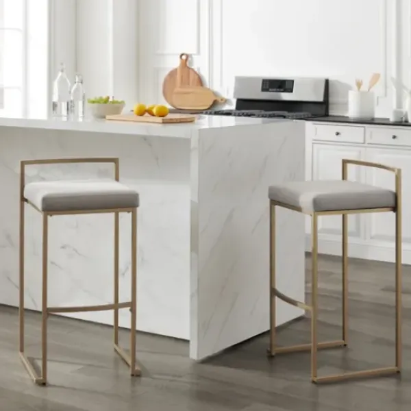 Bar Stools & Counter Height Stools-Kirkland's Home Marley And Gold Bar Stools, Set Of 2 Gray