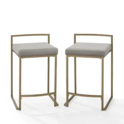 Bar Stools & Counter Height Stools-Kirkland's Home Marley And Gold Counter Stools, Set Of 2 Gray