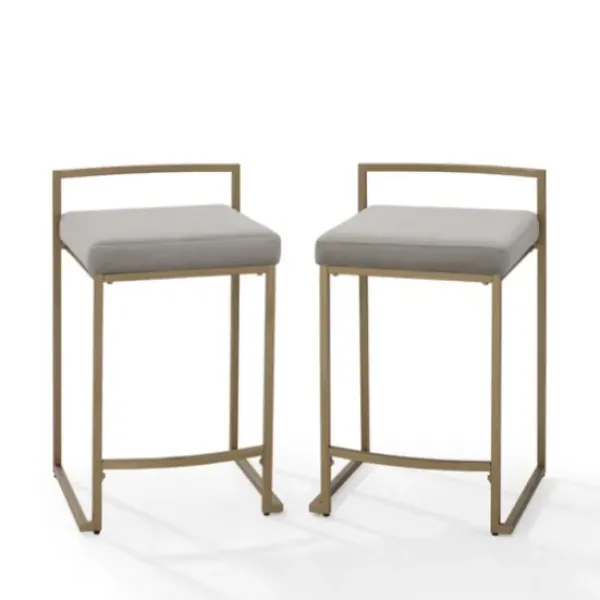 Bar Stools & Counter Height Stools-Kirkland's Home Marley And Gold Counter Stools, Set Of 2 Gray