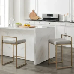 Bar Stools & Counter Height Stools-Kirkland's Home Marley And Gold Counter Stools, Set Of 2 Gray