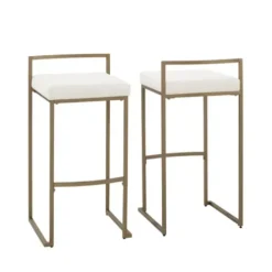 Bar Stools & Counter Height Stools-Kirkland's Home Marley Cream And Gold Bar Stools, Set Of 2 White