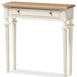 Console Tables-Kirkland's Home Marquetterie Whitewashed Oak Top Console Table