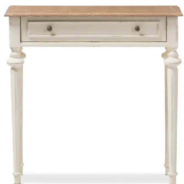 Console Tables-Kirkland's Home Marquetterie Whitewashed Oak Top Console Table