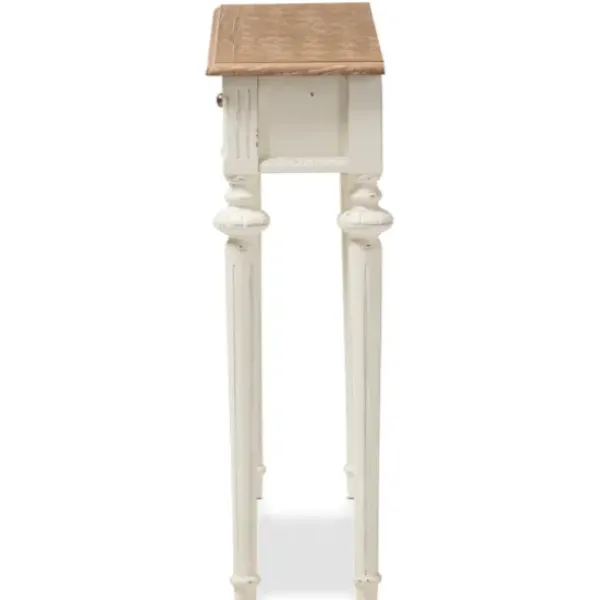 Console Tables-Kirkland's Home Marquetterie Whitewashed Oak Top Console Table