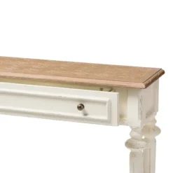 Console Tables-Kirkland's Home Marquetterie Whitewashed Oak Top Console Table