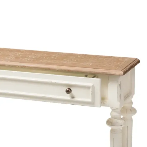 Console Tables-Kirkland's Home Marquetterie Whitewashed Oak Top Console Table
