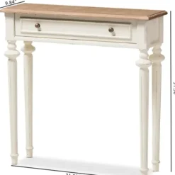 Console Tables-Kirkland's Home Marquetterie Whitewashed Oak Top Console Table