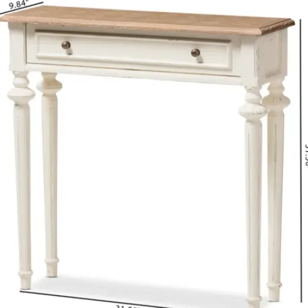 Console Tables-Kirkland's Home Marquetterie Whitewashed Oak Top Console Table