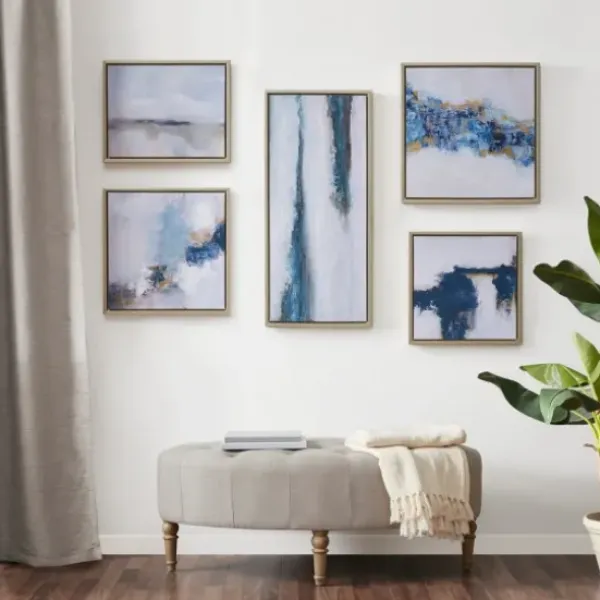 Framed Art-Kirkland's Home Martha Stewart Blue Drift 5-Pc. Framed Art Blue/White/Gold