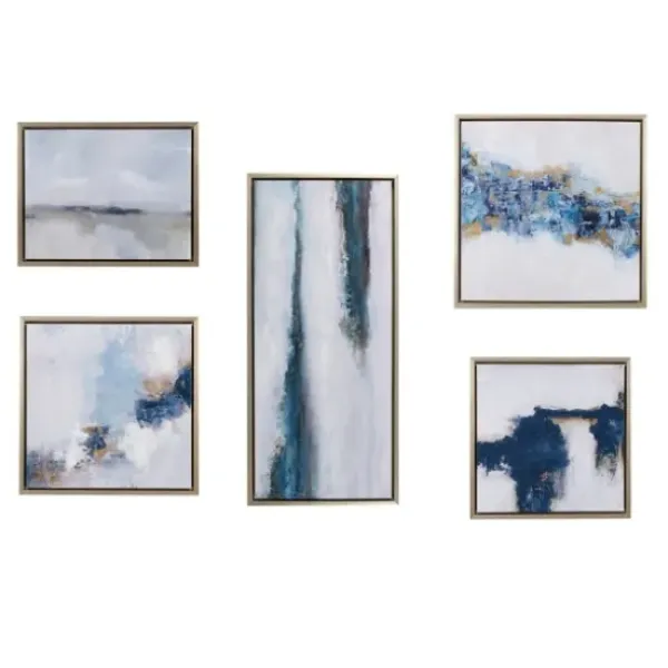 Framed Art-Kirkland's Home Martha Stewart Blue Drift 5-Pc. Framed Art Blue/White/Gold