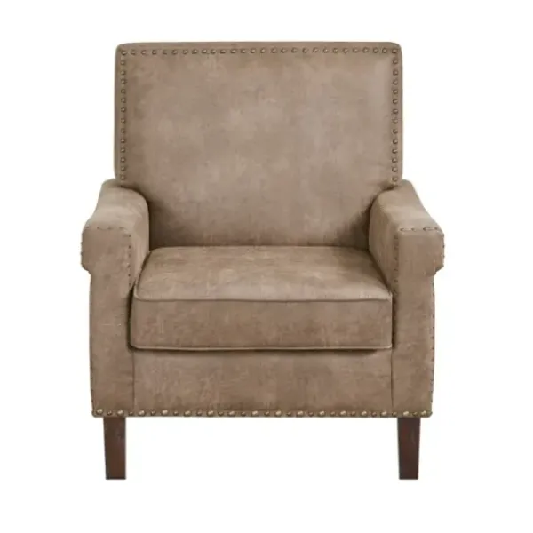 Accent Chairs-Kirkland's Home Martha Stewart Faux Leather Accent Chair Brown