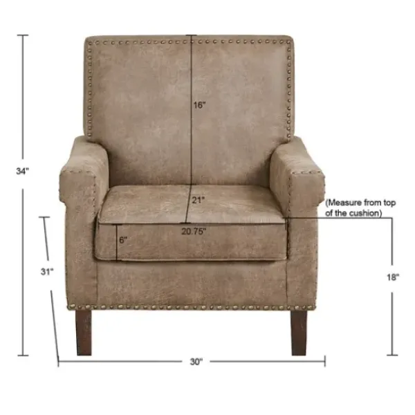 Accent Chairs-Kirkland's Home Martha Stewart Faux Leather Accent Chair Brown