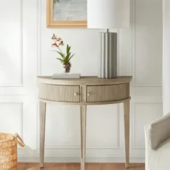 Console Tables-Kirkland's Home Martha Stewart Half Moon Console Table Tan