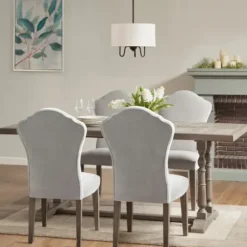 Dining Tables-Kirkland's Home Martha Stewart Tiffany Pedestal Dining Table Gray
