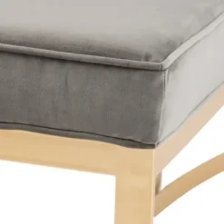Entryway Furniture-Kirkland's Home Martha Stewart Upholstered Gold Metal Base Bench Gray