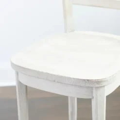 Bar Stools & Counter Height Stools-Kirkland's Home Martin Lime Wash Open Back Wood Bar Stool White