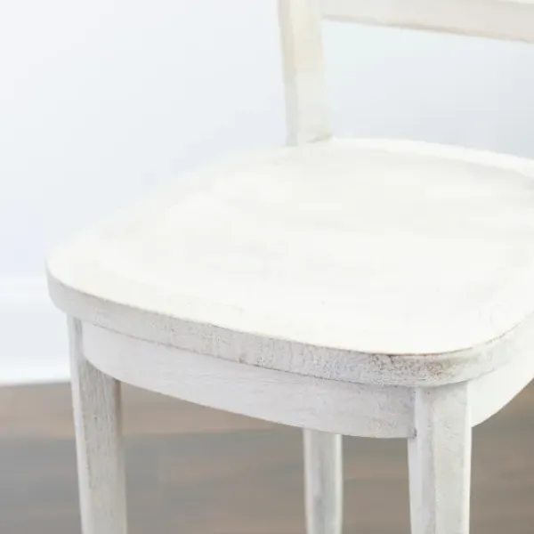 Bar Stools & Counter Height Stools-Kirkland's Home Martin Lime Wash Open Back Wood Bar Stool White