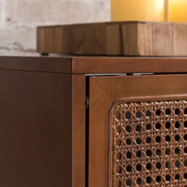 Tv Stands & Media Consoles-Kirkland's Home Martina Midcentury Woven Cane Media Cabinet Brown