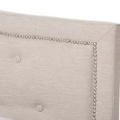 Beds & Headboards-Kirkland's Home Mary Beige Button Tufted Kind Bed Frame Ivory