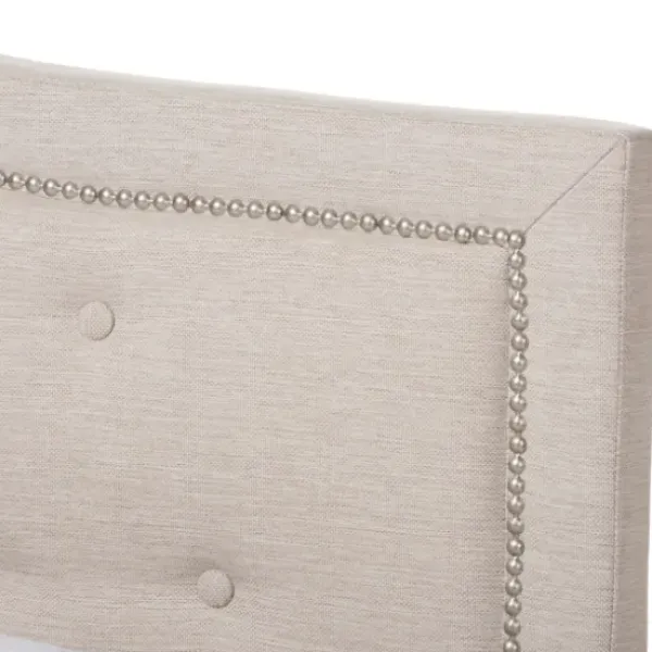Beds & Headboards-Kirkland's Home Mary Beige Button Tufted Kind Bed Frame Ivory