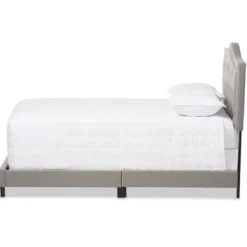 Beds & Headboards-Kirkland's Home Mary Light Button Tufted Full Bed Frame Gray