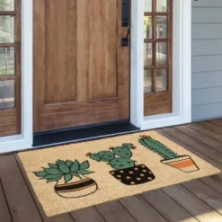 Kitchen & Floor Mats-Kirkland's Home Mason Jar Greenery Kitchen Mat Gray