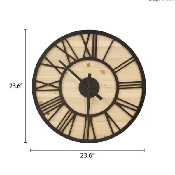 Clocks-Kirkland's Home Mason Metal And Wood Wall Clock