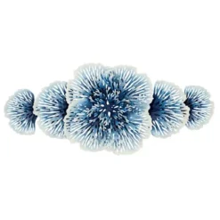 Wall Plaques-Kirkland's Home Matte And White Flowers Metal Wall Plaque Blue