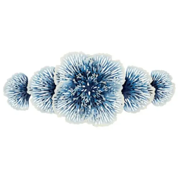 Wall Plaques-Kirkland's Home Matte And White Flowers Metal Wall Plaque Blue