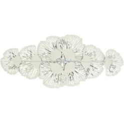 Wall Plaques-Kirkland's Home Matte And White Flowers Metal Wall Plaque Blue