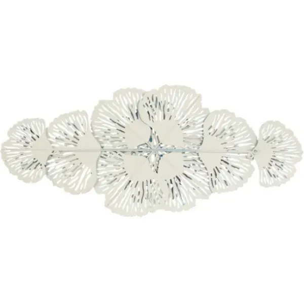 Wall Plaques-Kirkland's Home Matte And White Flowers Metal Wall Plaque Blue