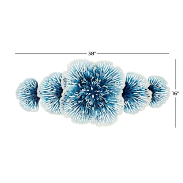 Wall Plaques-Kirkland's Home Matte And White Flowers Metal Wall Plaque Blue