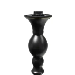 Floor Lamps-Kirkland's Home Matte Black And Amber Glass Torchiere Tan