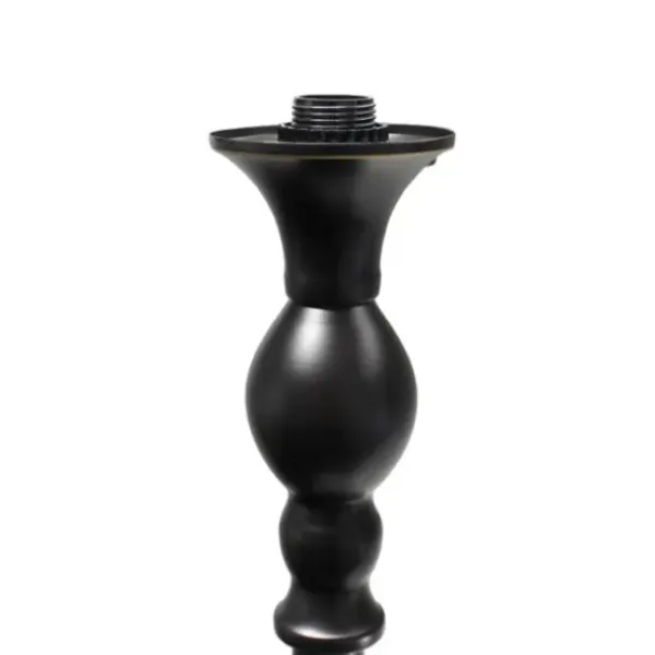 Floor Lamps-Kirkland's Home Matte Black And Amber Glass Torchiere Tan