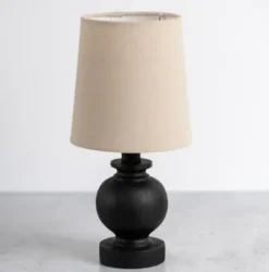 Table Lamps-Kirkland's Home Matte Black Baluster Mini Table Lamp Tan