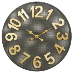 Clocks-Kirkland's Home Matte Black Iron Wall Clock, 32 In.