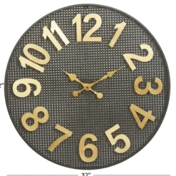 Clocks-Kirkland's Home Matte Black Iron Wall Clock, 32 In.
