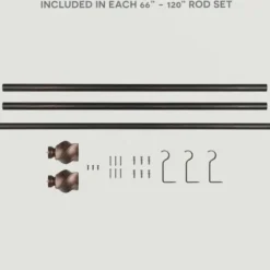 Curtain Rods & Hardware-Kirkland's Home Matte Black Stacked Cylinder Curtain Rod, 120 In.