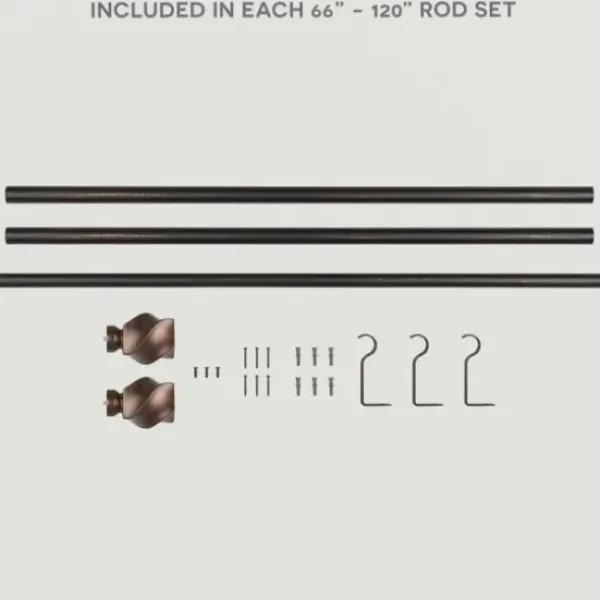 Curtain Rods & Hardware-Kirkland's Home Matte Black Stacked Cylinder Curtain Rod, 120 In.